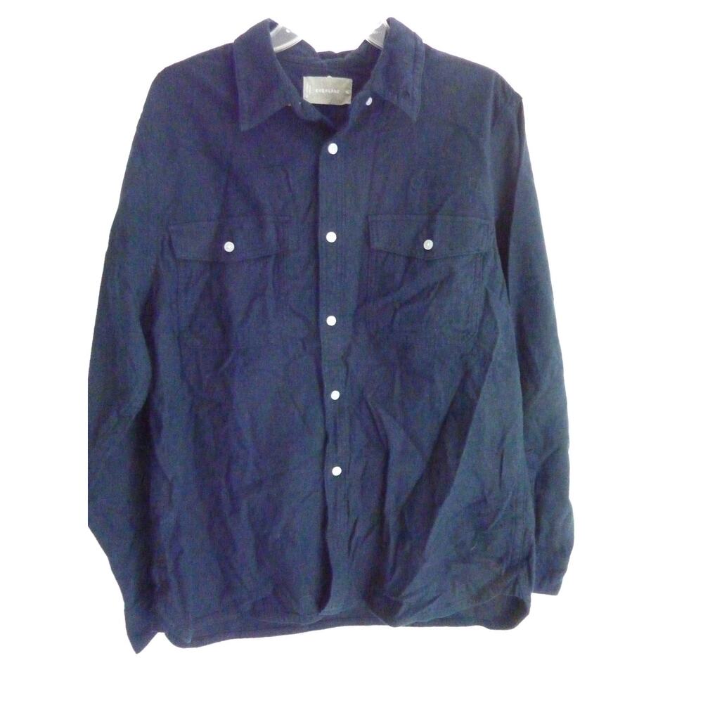 Everlane Men Brushed Shirt Navy Blue XL